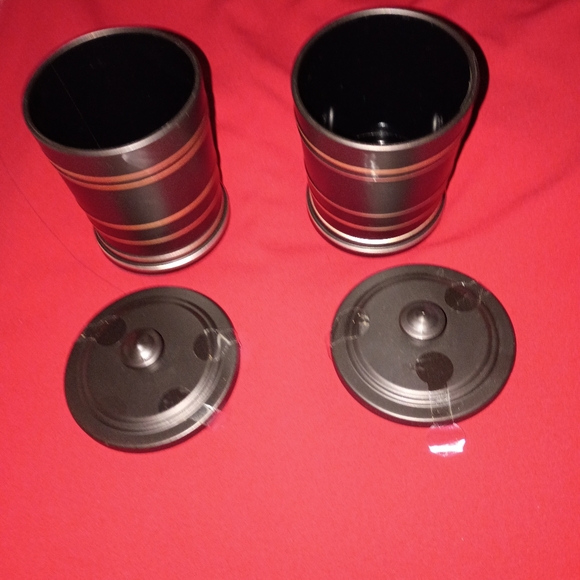 2- Brown Brass Tumblers with Lids